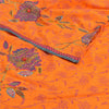 Sanskriti Vintage Sarees Orange Hand Bead & Print Pure Crepe 5+YD Crafters Sari