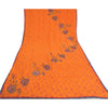 Sanskriti Vintage Sarees Orange Hand Bead & Print Pure Crepe 5+YD Crafters Sari