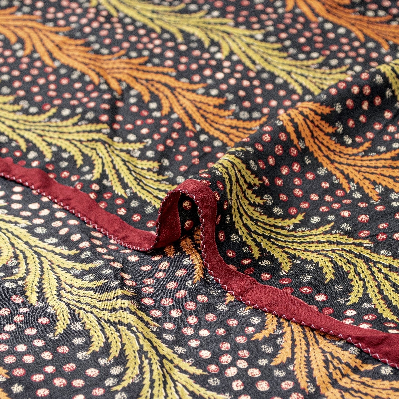 Sanskriti Vintage Sarees Indian Black Pure Crepe Silk Printed Sari Craft Sustainable Fabric