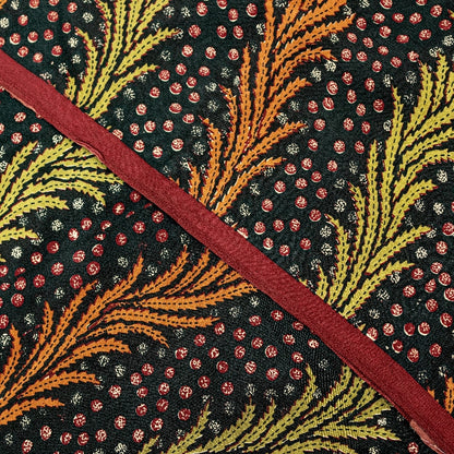 Sanskriti Vintage Sarees Indian Black Pure Crepe Silk Printed Sari Craft Sustainable Fabric