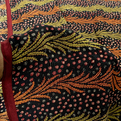 Sanskriti Vintage Sarees Indian Black Pure Crepe Silk Printed Sari Craft Sustainable Fabric