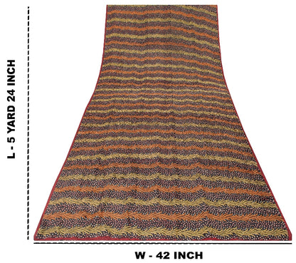 Sanskriti Vintage Sarees Indian Black Pure Crepe Silk Printed Sari Craft Sustainable Fabric