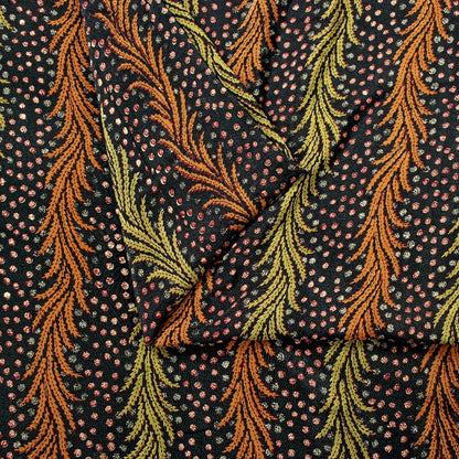 Sanskriti Vintage Sarees Indian Black Pure Crepe Silk Printed Sari Craft Sustainable Fabric