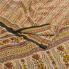 Sanskriti Vintage Sarees Pale Cream Pure Crepe Silk Printed Sari Craft Sustainable Fabric