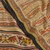 Sanskriti Vintage Sarees Pale Cream Pure Crepe Silk Printed Sari Craft Sustainable Fabric