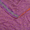 Sanskriti Vintage Sarees Purple Hand Beaded Kantha Pure Crepe Silk Sari Sustainable Fabric