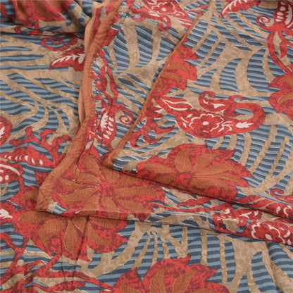 Sanskriti Vintage Sarees Multi Indian Pure Crepe Silk Printed Sari Craft Sustainable Fabric