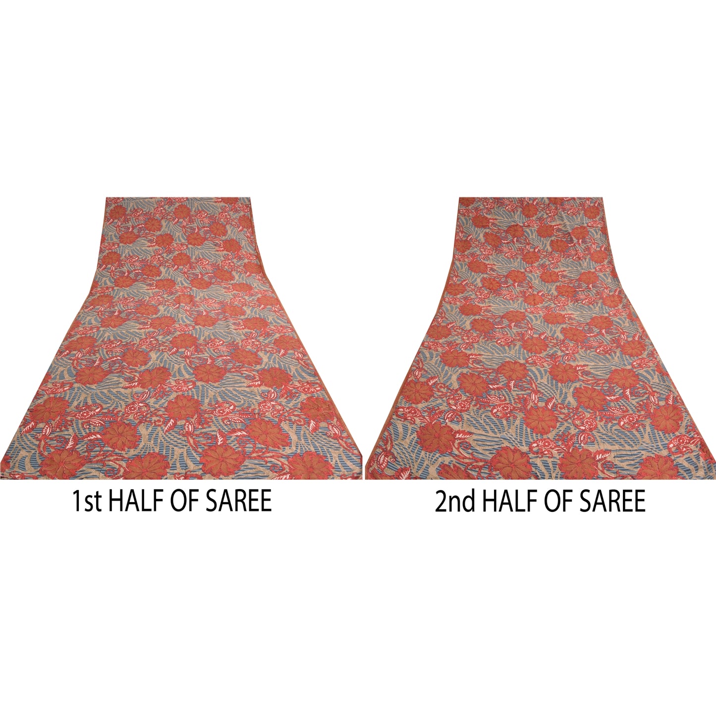 Sanskriti Vintage Sarees Multi Indian Pure Crepe Silk Printed Sari Craft Sustainable Fabric