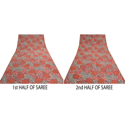 Sanskriti Vintage Sarees Multi Indian Pure Crepe Silk Printed Sari Craft Sustainable Fabric