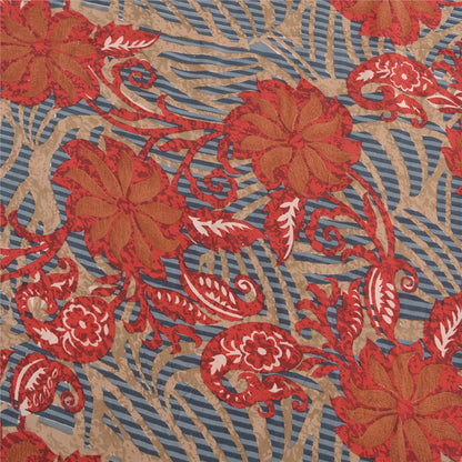 Sanskriti Vintage Sarees Multi Indian Pure Crepe Silk Printed Sari Craft Sustainable Fabric
