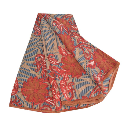 Sanskriti Vintage Sarees Multi Indian Pure Crepe Silk Printed Sari Craft Sustainable Fabric