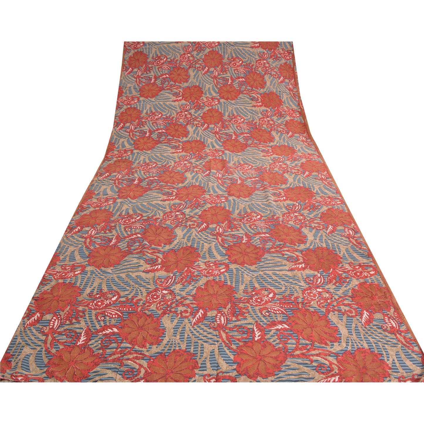 Sanskriti Vintage Sarees Multi Indian Pure Crepe Silk Printed Sari Craft Sustainable Fabric