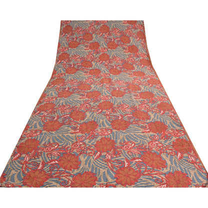 Sanskriti Vintage Sarees Multi Indian Pure Crepe Silk Printed Sari Craft Sustainable Fabric