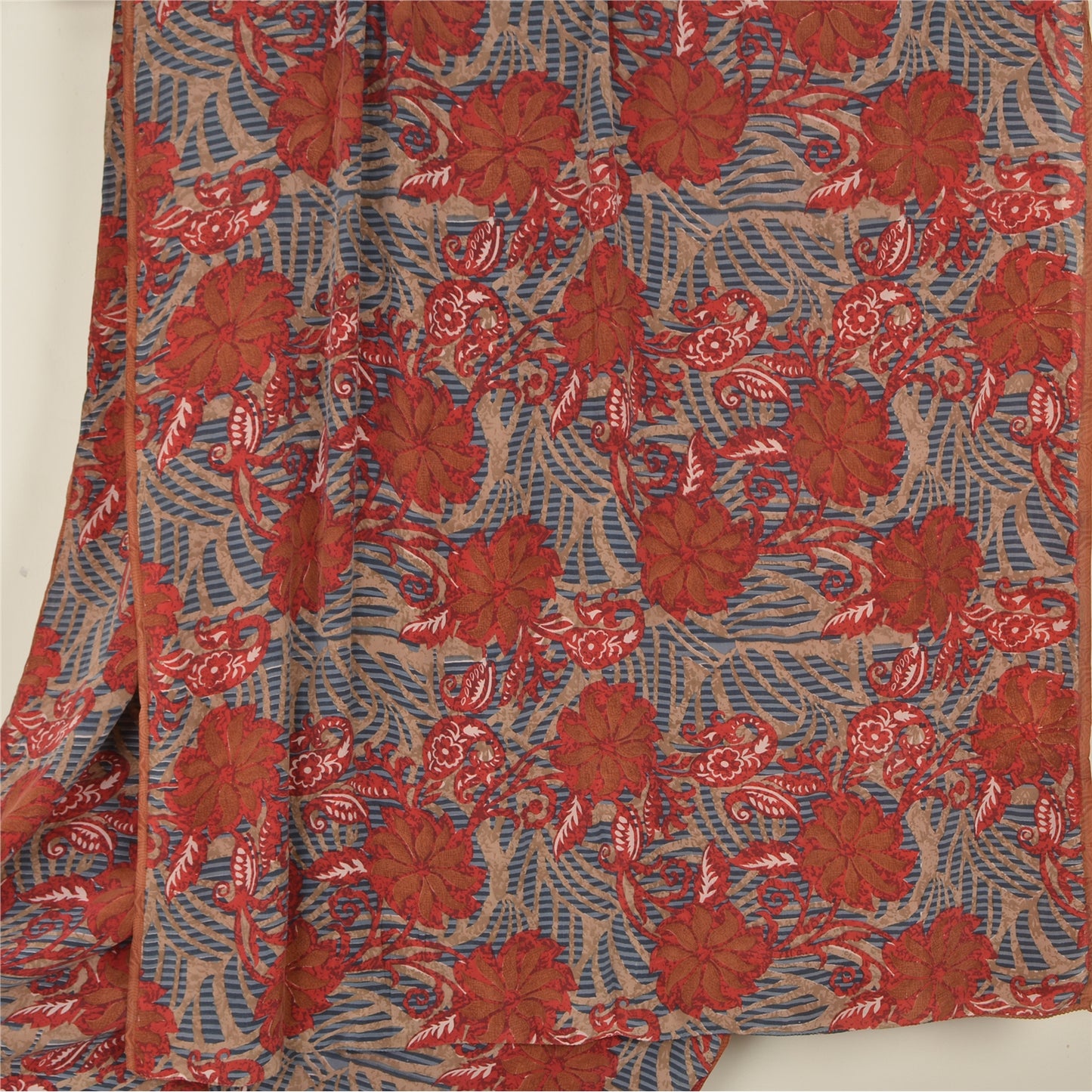 Sanskriti Vintage Sarees Multi Indian Pure Crepe Silk Printed Sari Craft Sustainable Fabric