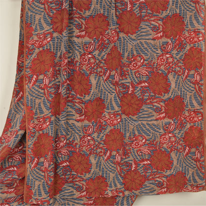 Sanskriti Vintage Sarees Multi Indian Pure Crepe Silk Printed Sari Craft Sustainable Fabric