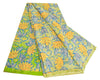 Sanskriti Vintage Sarees Green Indian Pure Crepe Silk Printed Sari Craft Sustainable Fabric