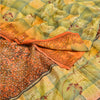 Sanskriti Vintage Sarees Orange Hand Beaded Pure Crepe Silk Printed Sari Sustainable Fabric
