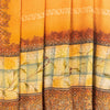 Sanskriti Vintage Sarees Orange Hand Beaded Pure Crepe Silk Printed Sari Sustainable Fabric