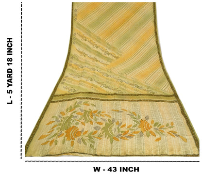 Sanskriti Vintage Sarees Multi Mukesh Printed Pure Crepe Silk Sari Craft Sustainable Fabric