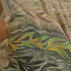 Sanskriti Vintage Sarees Gray Indian Printed Pure Crepe Silk Sari Craft Sustainable Fabric