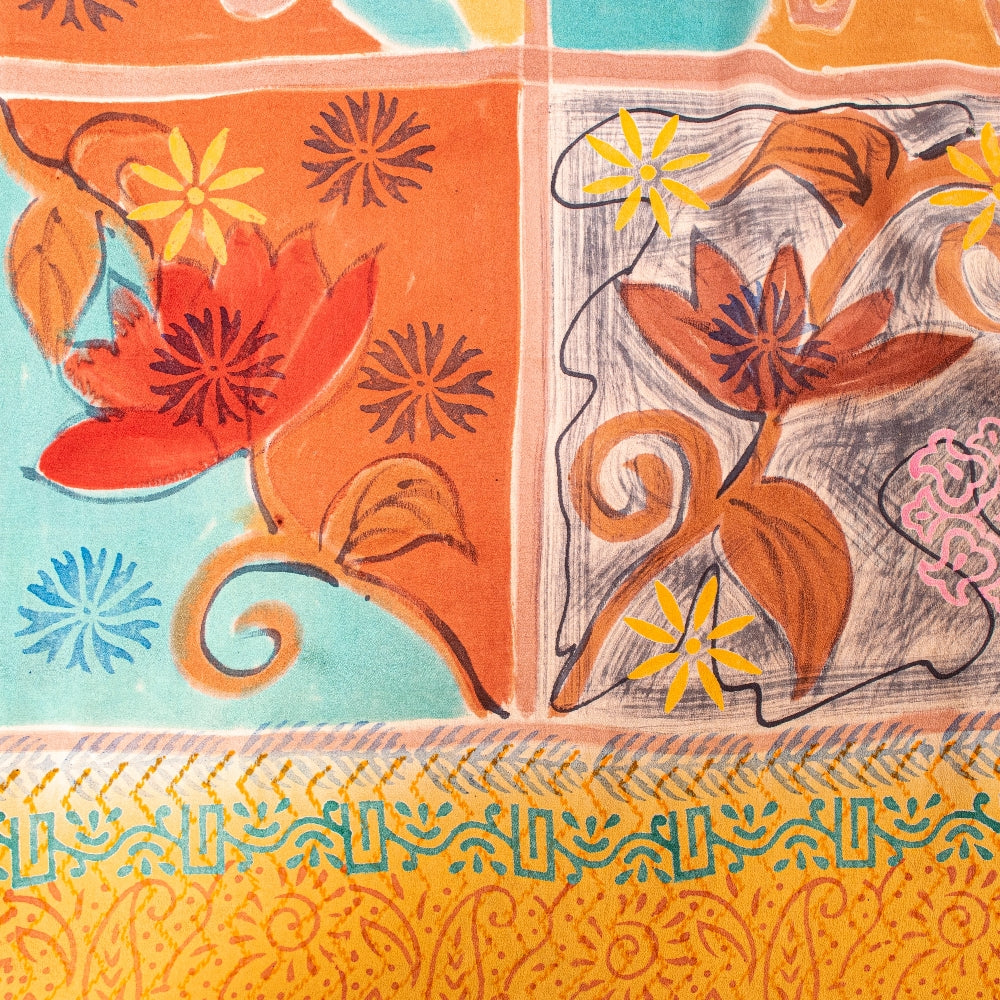 Sanskriti Vintage Sarees From India Pink Pure Crepe Silk Printed Sari 5yd Sustainable Fabric