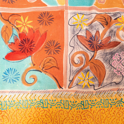 Sanskriti Vintage Sarees From India Pink Pure Crepe Silk Printed Sari 5yd Sustainable Fabric