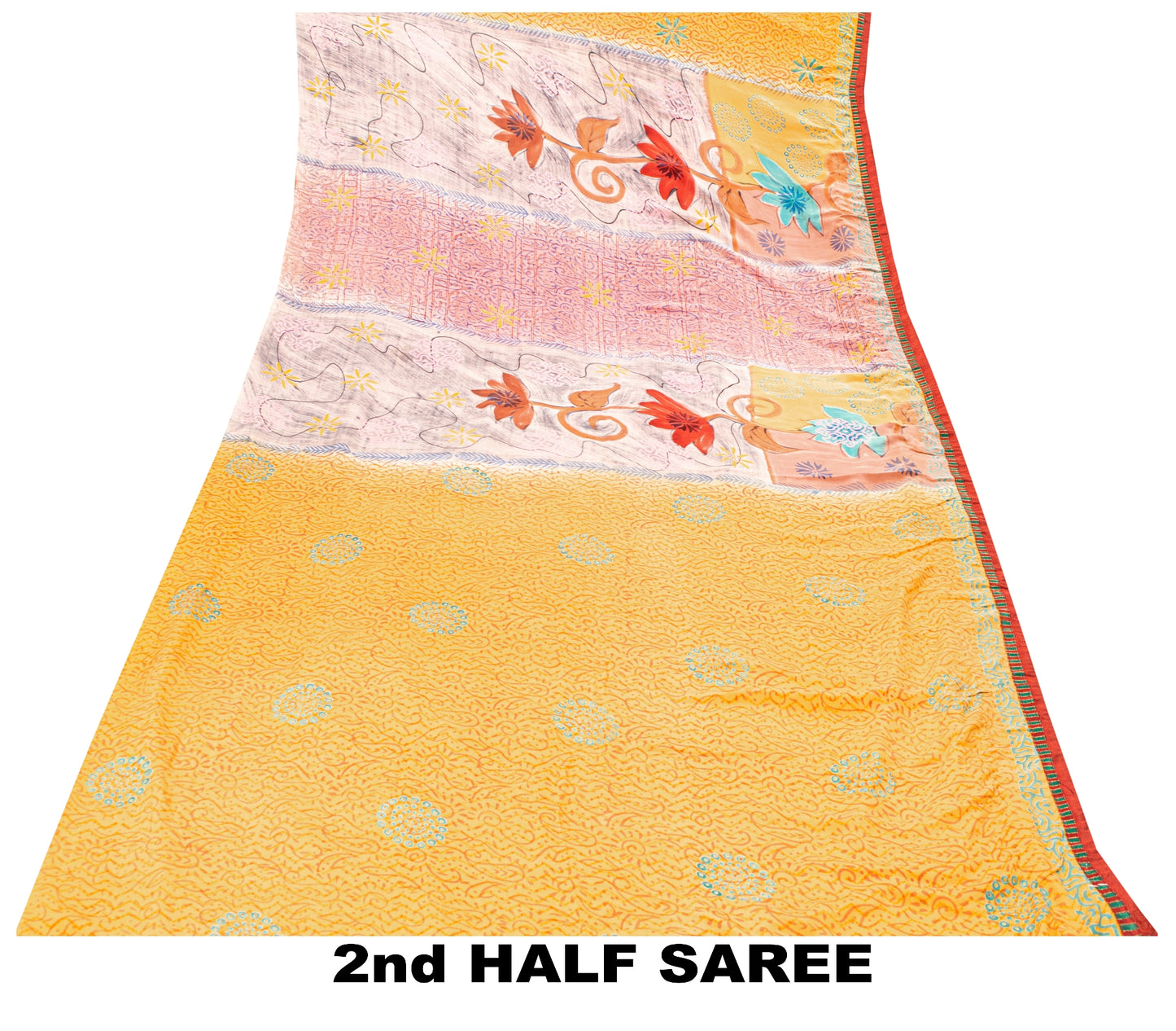 Sanskriti Vintage Sarees From India Pink Pure Crepe Silk Printed Sari 5yd Sustainable Fabric