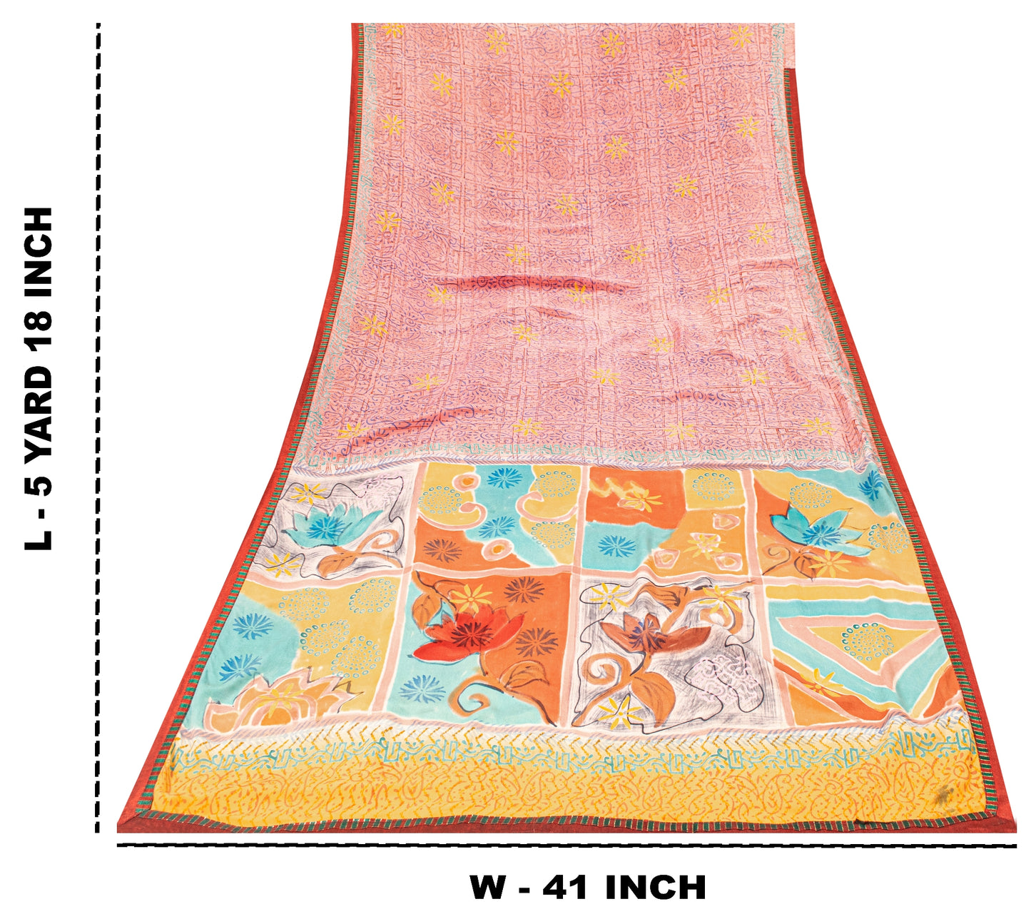 Sanskriti Vintage Sarees From India Pink Pure Crepe Silk Printed Sari 5yd Sustainable Fabric