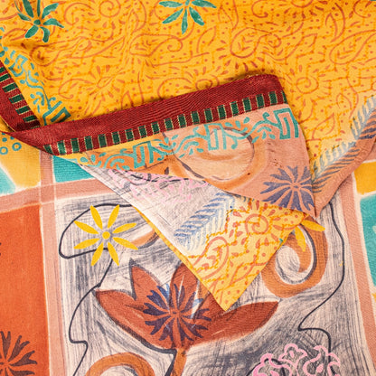 Sanskriti Vintage Sarees From India Pink Pure Crepe Silk Printed Sari 5yd Sustainable Fabric