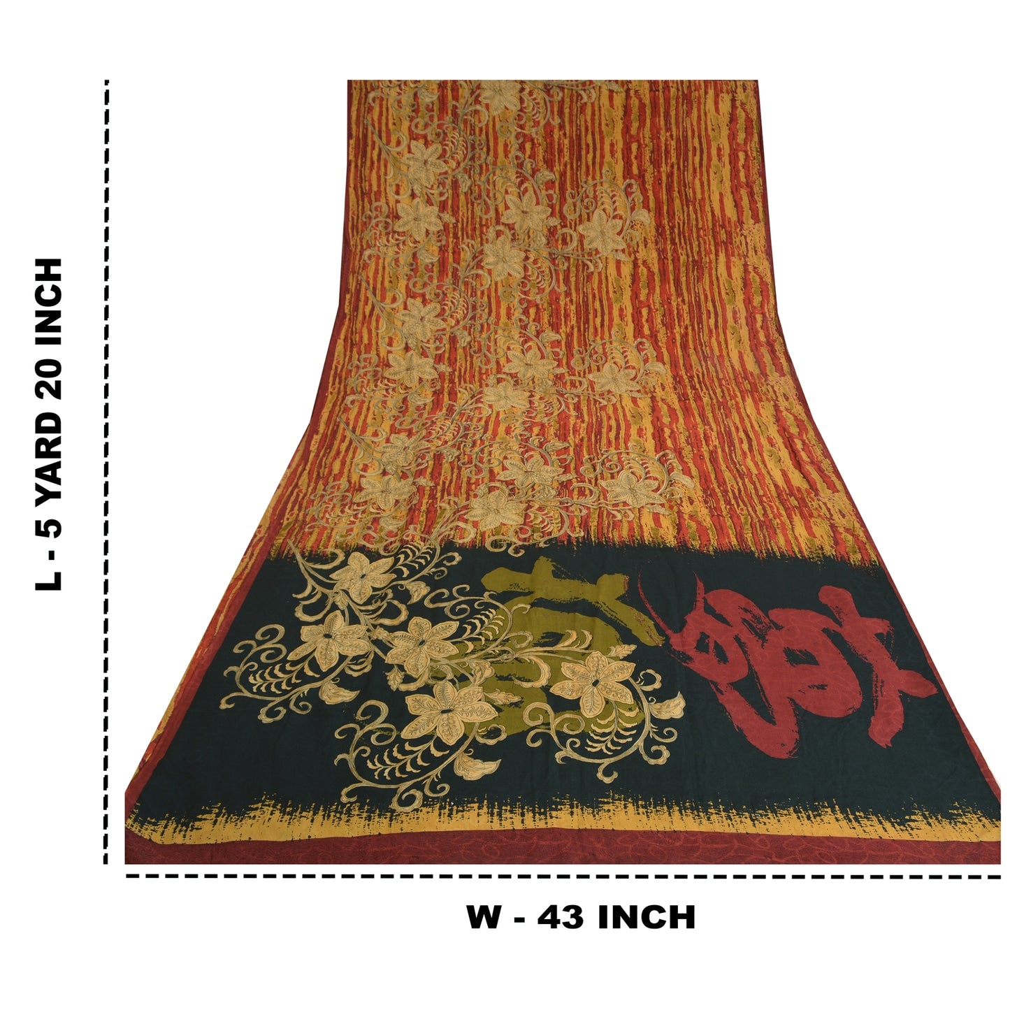 Sanskriti Vintage Sarees Dark Red Pure Crepe Silk Printed Sari Soft Craft Fabric