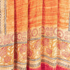 Sanskriti Vintage Sarees Peach & Red Pure Crepe Silk Printed Sari Craft Sustainable Fabric