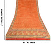 Sanskriti Vintage Sarees Peach & Red Pure Crepe Silk Printed Sari Craft Sustainable Fabric