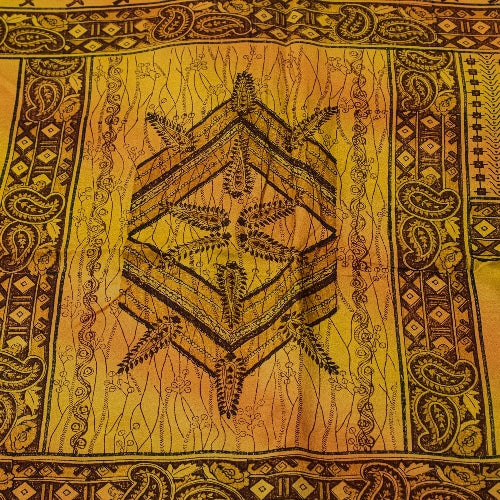 Sanskriti Vintage Sarees Green 100% Pure Crepe Silk Printed Sari Craft Sustainable Fabric