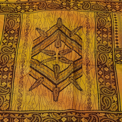 Sanskriti Vintage Sarees Green 100% Pure Crepe Silk Printed Sari Craft Sustainable Fabric