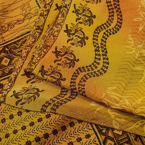 Sanskriti Vintage Sarees Green 100% Pure Crepe Silk Printed Sari Craft Sustainable Fabric