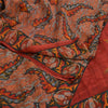 Sanskriti Vintage Sarees Indian Orange Pure Crepe Silk Printed Sari Craft Fabric