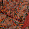 Sanskriti Vintage Sarees Indian Orange Pure Crepe Silk Printed Sari Craft Fabric