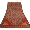 Sanskriti Vintage Sarees Indian Orange Pure Crepe Silk Printed Sari Craft Fabric