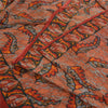 Sanskriti Vintage Sarees Indian Orange Pure Crepe Silk Printed Sari Craft Fabric