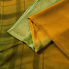 Sanskriti Vintage Sarees Saffron/Green Print Zari Border Pure Crepe Sari Sustainable Fabric