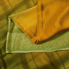 Sanskriti Vintage Sarees Saffron/Green Print Zari Border Pure Crepe Sari Sustainable Fabric