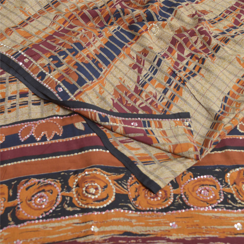 Sanskriti Vintage Multicolor Sarees Pure Crepe Silk Printed Sari Craft Sustainable Fabric