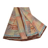 Sanskriti Vintage Sarees Indian Multi Pure Crepe Silk Printed Sari Craft Fabric