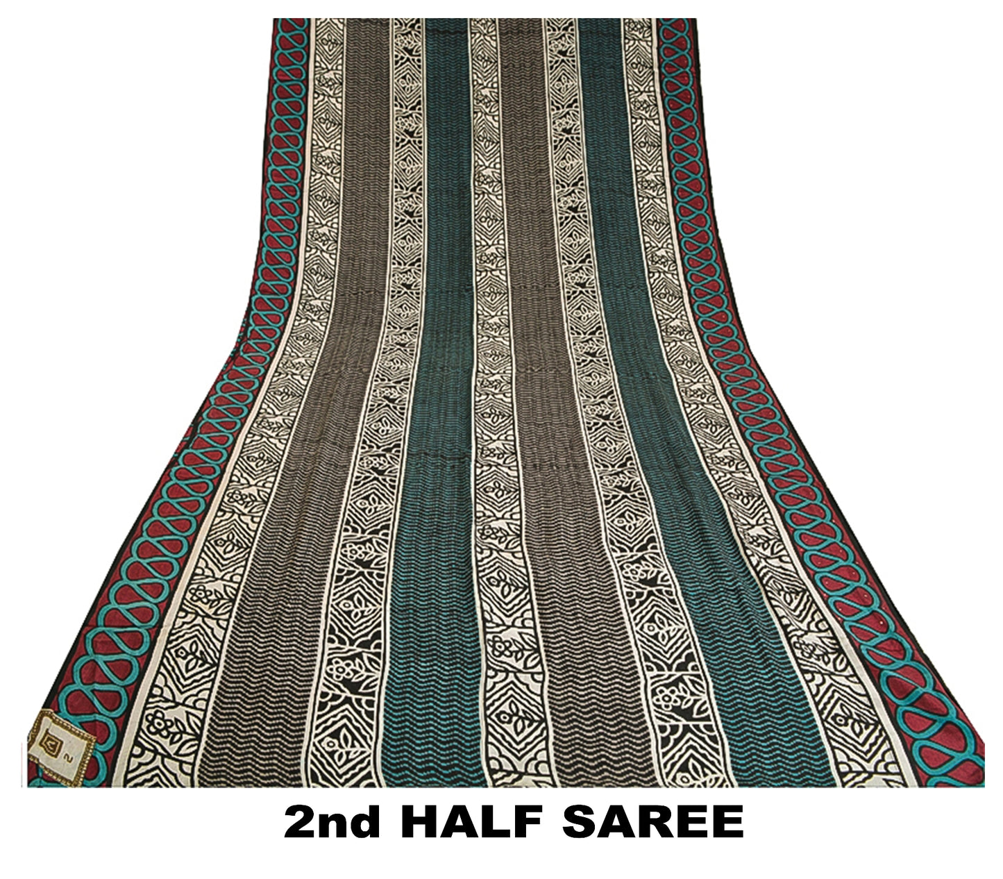 Sanskriti Vintage Sarees Multi Pure Crepe Silk Mukesh Work Printed Sari Sustainable Fabric