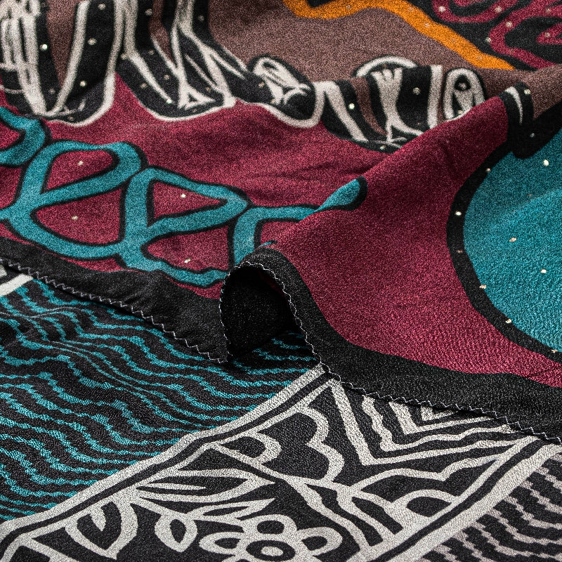 Sanskriti Vintage Sarees Multi Pure Crepe Silk Mukesh Work Printed Sari Sustainable Fabric