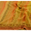 Sanskriti Vintage Yellow Sarees Pure Crepe Silk Printed Sari Craft 5 Yard Fabric