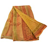 Sanskriti Vintage Yellow Sarees Pure Crepe Silk Printed Sari Craft 5 Yard Fabric
