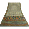 Sanskriti Vintage Sarees Pale-Cream Pure Crepe Silk Printed Sari Craft Sustainable Fabric