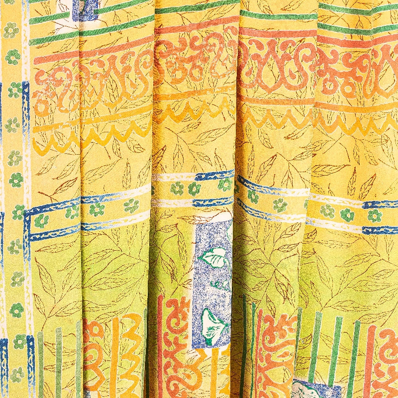 Sanskriti Vintage Sarees Indian Multi Printed Pure Crepe Silk Sari Craft Sustainable Fabric