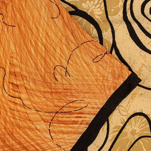 Sanskriti Vintage Sarees Indian Peach Pure Crepe Silk Printed Sari Craft Sustainable Fabric